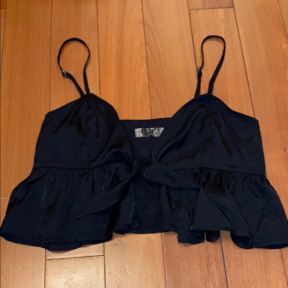 Rehab black tie crop top - size small